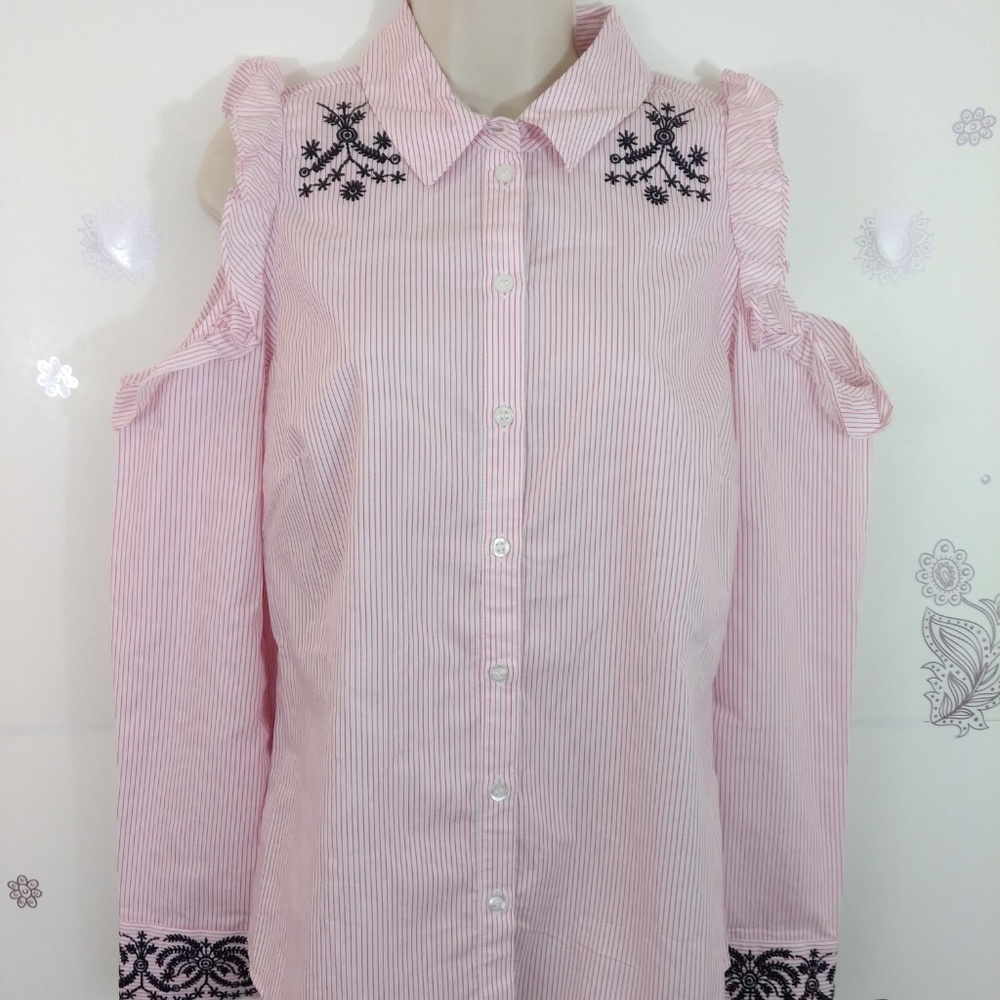 Nanette Lepore Medium Button Down Cold Shoulder - image 3